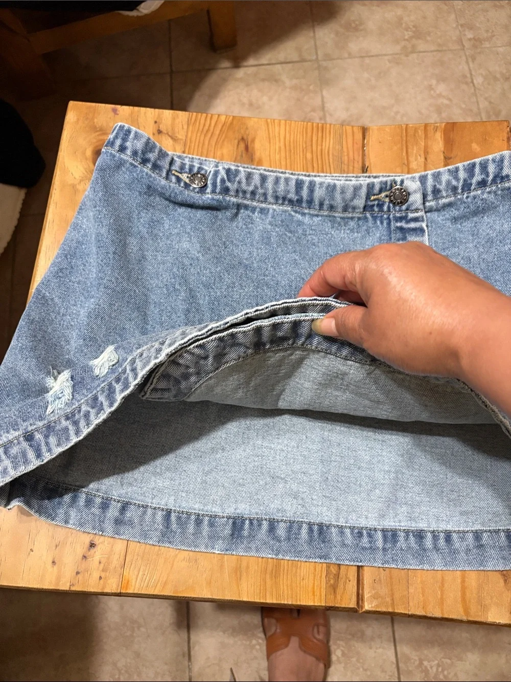eesome Light Blue Denim Wrap Mini Skirt
